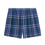 Blue Border Tartan Pattern Print Mesh Shorts