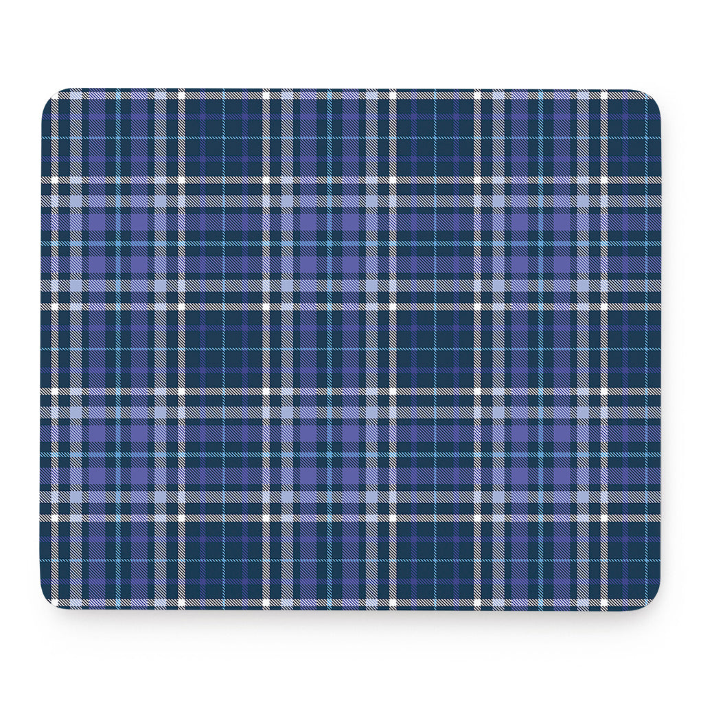 Blue Border Tartan Pattern Print Mouse Pad