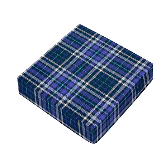 Blue Border Tartan Pattern Print Outdoor Seat Cushion Cover