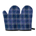Blue Border Tartan Pattern Print Oven Mitts