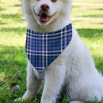 Blue Border Tartan Pattern Print Over The Collar Dog Bandana