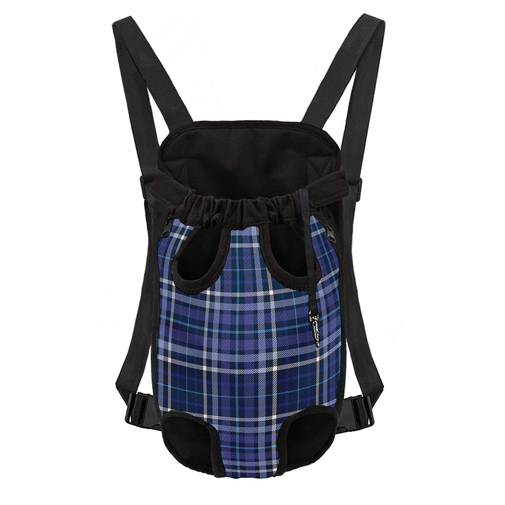 Blue Border Tartan Pattern Print Pet Carrier Backpack