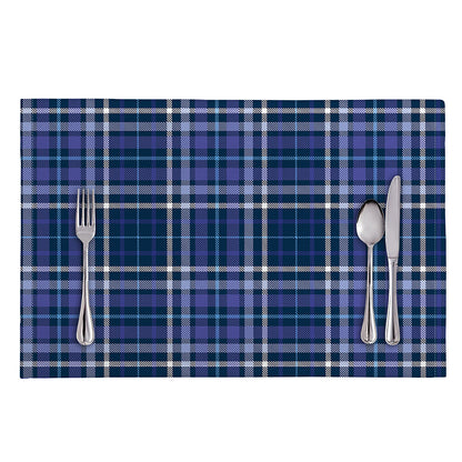Blue Border Tartan Pattern Print Placemat