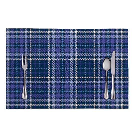 Blue Border Tartan Pattern Print Placemat