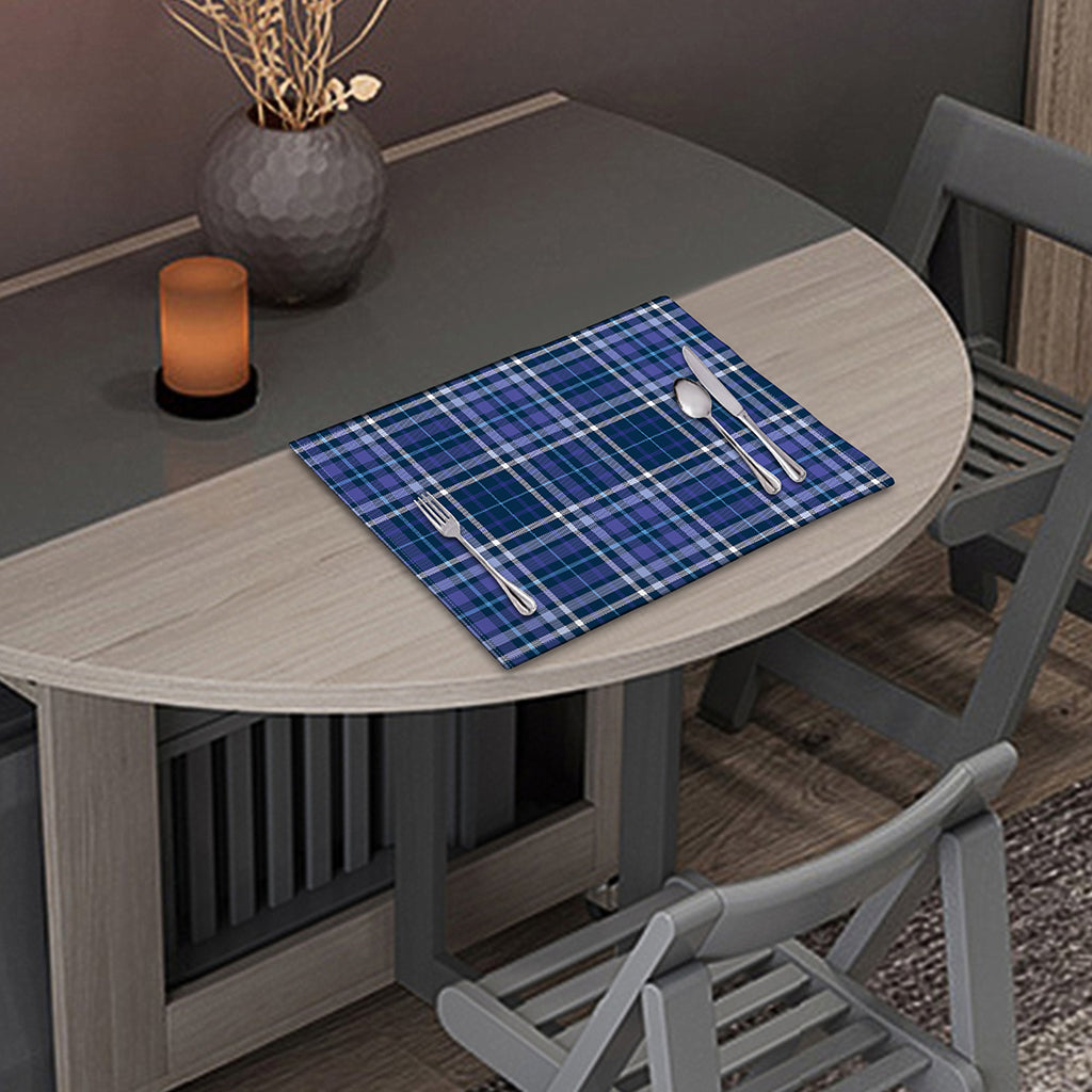 Blue Border Tartan Pattern Print Placemat
