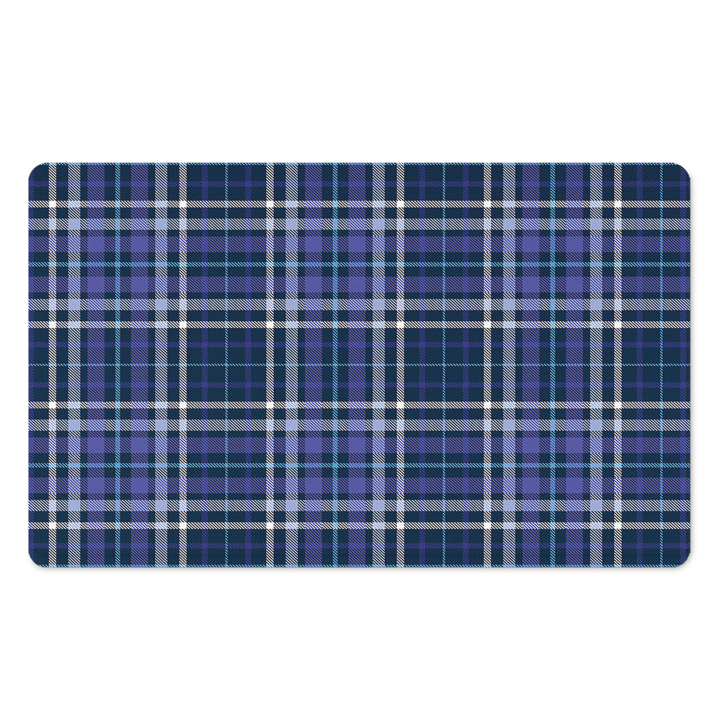 Blue Border Tartan Pattern Print Polyester Doormat