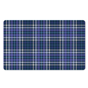 Blue Border Tartan Pattern Print Polyester Doormat