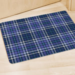 Blue Border Tartan Pattern Print Polyester Doormat