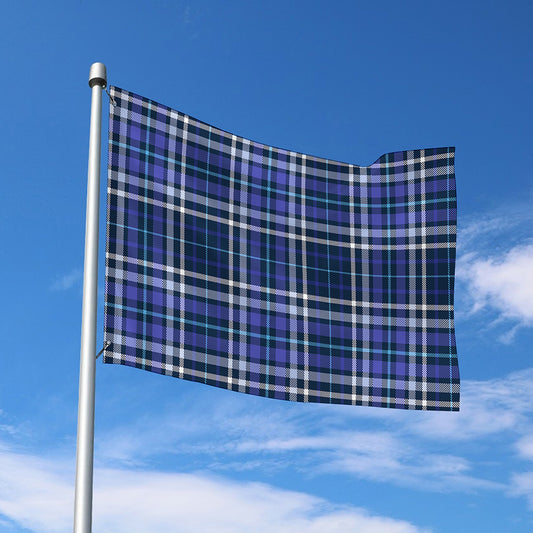 Blue Border Tartan Pattern Print Polyester Flag