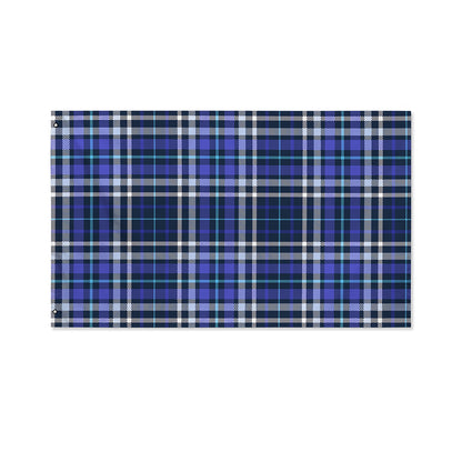 Blue Border Tartan Pattern Print Polyester Flag