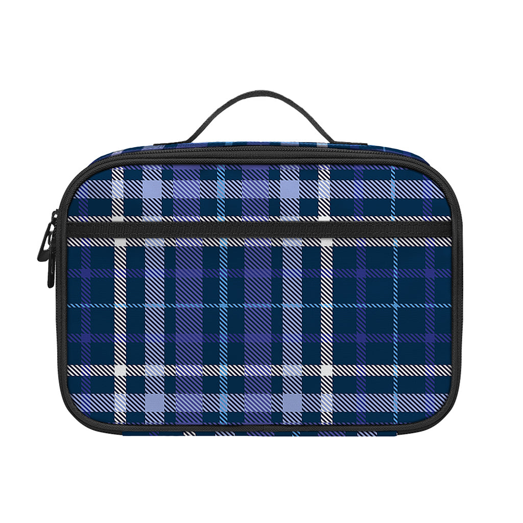 Blue Border Tartan Pattern Print Portable Lunch Bag