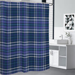 Blue Border Tartan Pattern Print Premium Shower Curtain