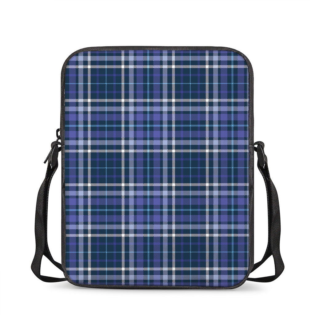 Blue Border Tartan Pattern Print Rectangular Crossbody Bag