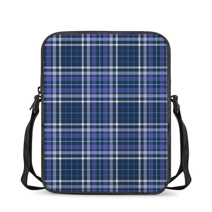 Blue Border Tartan Pattern Print Rectangular Crossbody Bag