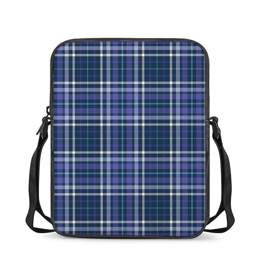 Blue Border Tartan Pattern Print Rectangular Crossbody Bag