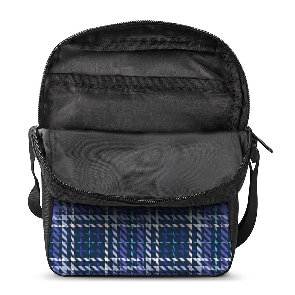 Blue Border Tartan Pattern Print Rectangular Crossbody Bag