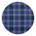 Blue Border Tartan Pattern Print Round Blanket