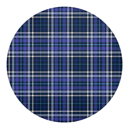Blue Border Tartan Pattern Print Round Blanket