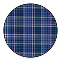 Blue Border Tartan Pattern Print Round Floor Mat