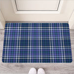 Blue Border Tartan Pattern Print Rubber Doormat