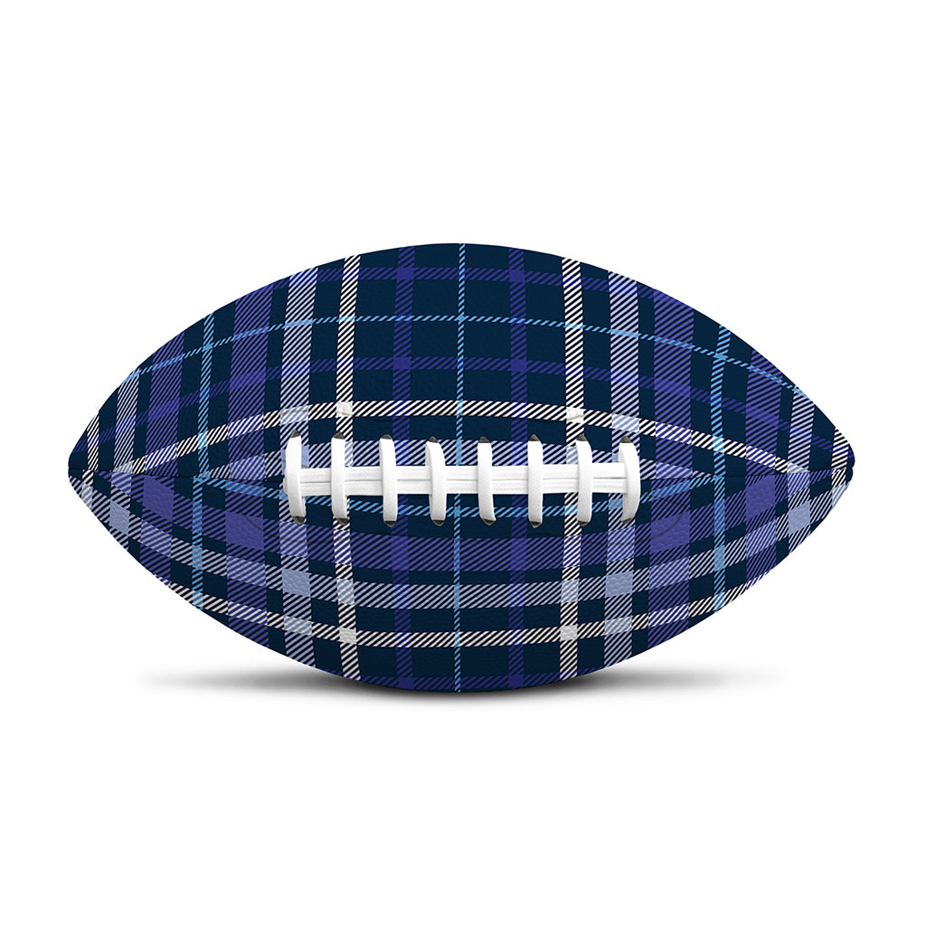 Blue Border Tartan Pattern Print Rugby Ball