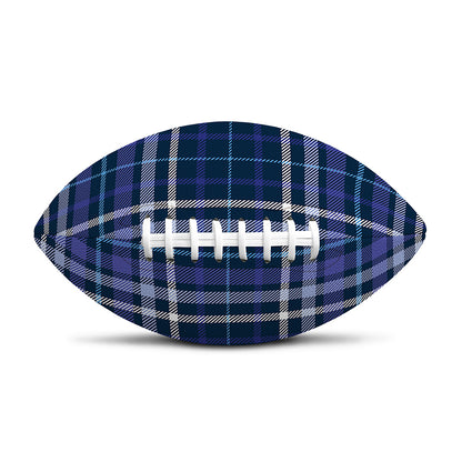 Blue Border Tartan Pattern Print Rugby Ball