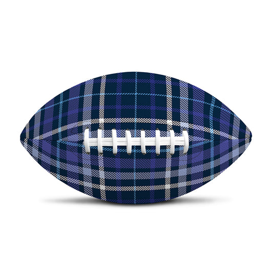 Blue Border Tartan Pattern Print Rugby Ball