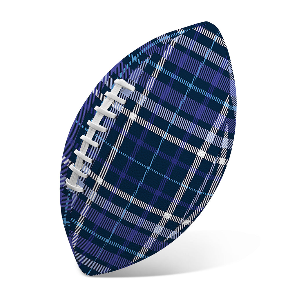 Blue Border Tartan Pattern Print Rugby Ball