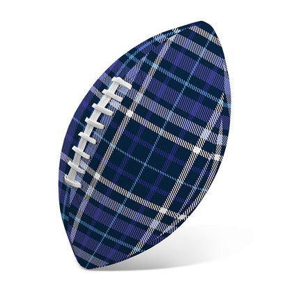 Blue Border Tartan Pattern Print Rugby Ball