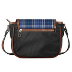 Blue Border Tartan Pattern Print Saddle Bag