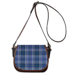 Blue Border Tartan Pattern Print Saddle Bag