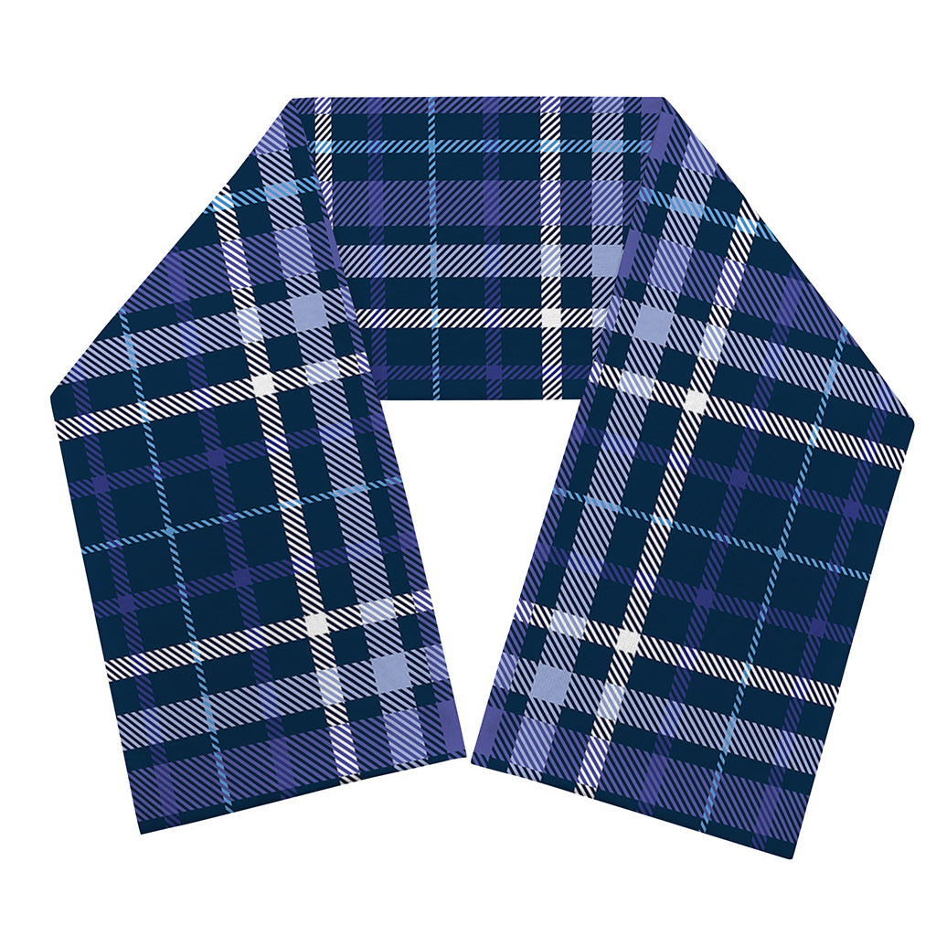 Blue Border Tartan Pattern Print Scarf