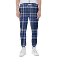 Blue Border Tartan Pattern Print Joggers