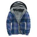 Blue Border Tartan Pattern Print Sherpa Lined Zip Up Hoodie