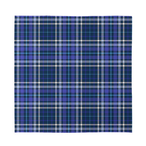 Blue Border Tartan Pattern Print Silk Bandana