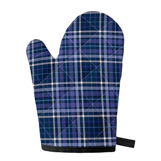 Blue Border Tartan Pattern Print Single Oven Mitt