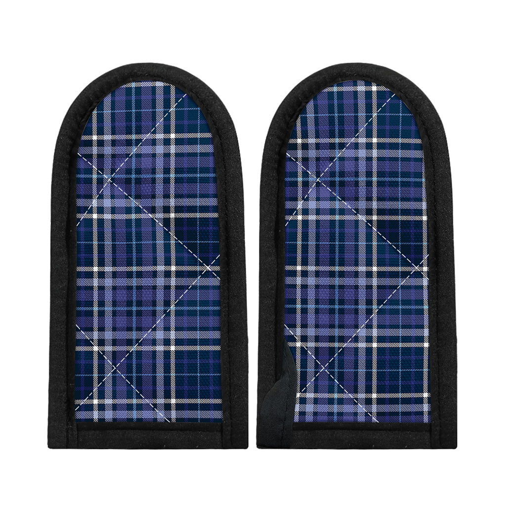 Blue Border Tartan Pattern Print Skillet Handle Cover