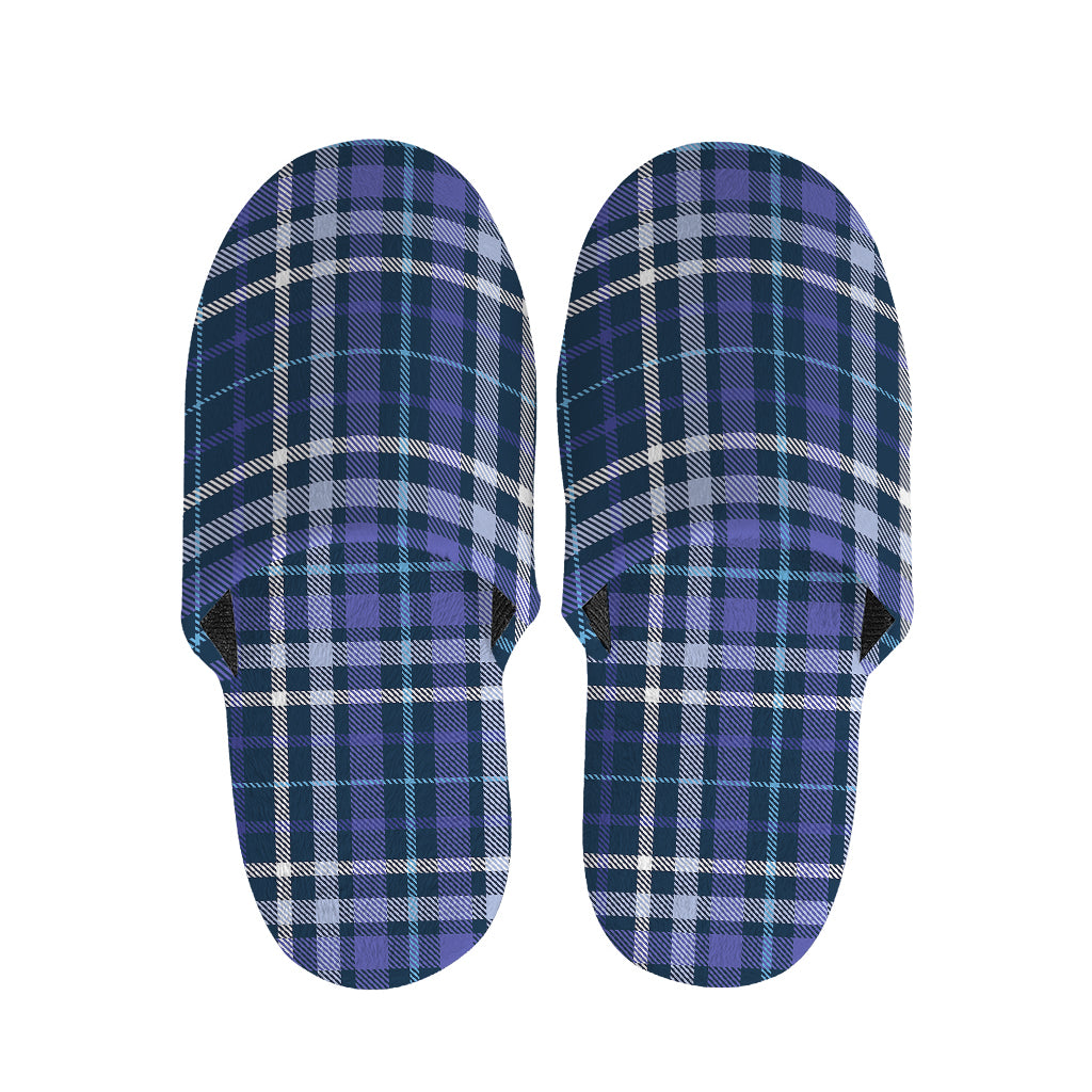 Blue Border Tartan Pattern Print Slippers