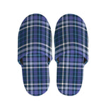 Blue Border Tartan Pattern Print Slippers