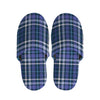 Blue Border Tartan Pattern Print Slippers