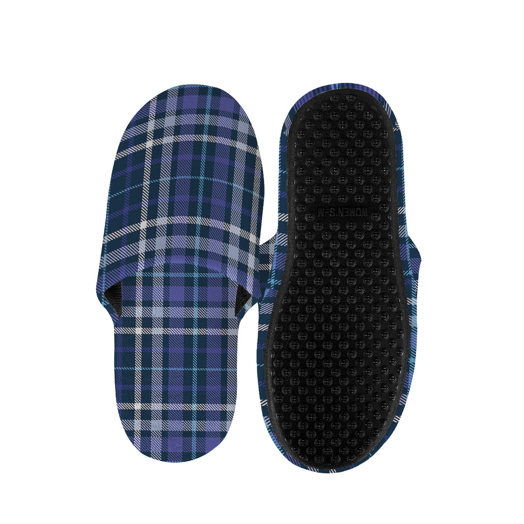 Blue Border Tartan Pattern Print Slippers