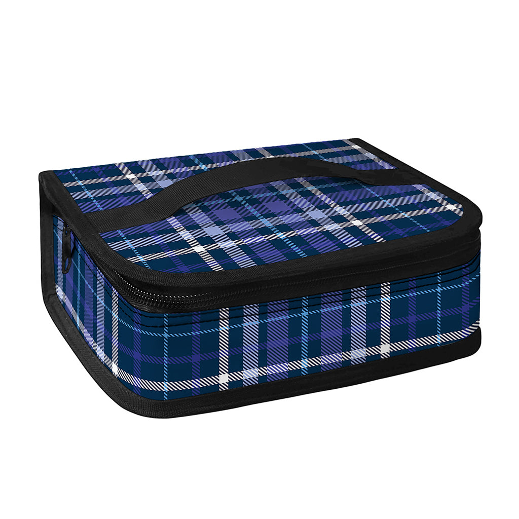 Blue Border Tartan Pattern Print Small Lunch Bag
