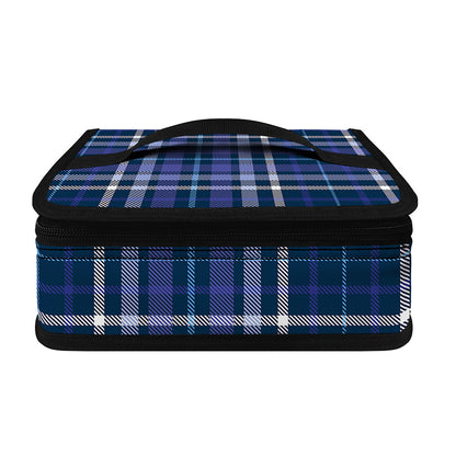 Blue Border Tartan Pattern Print Small Lunch Bag