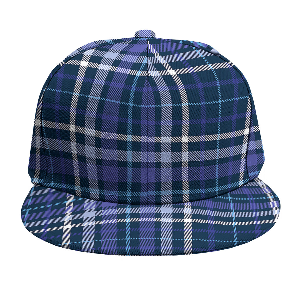 Blue Border Tartan Pattern Print Snapback Cap