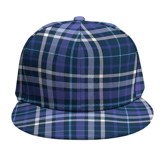 Blue Border Tartan Pattern Print Snapback Cap
