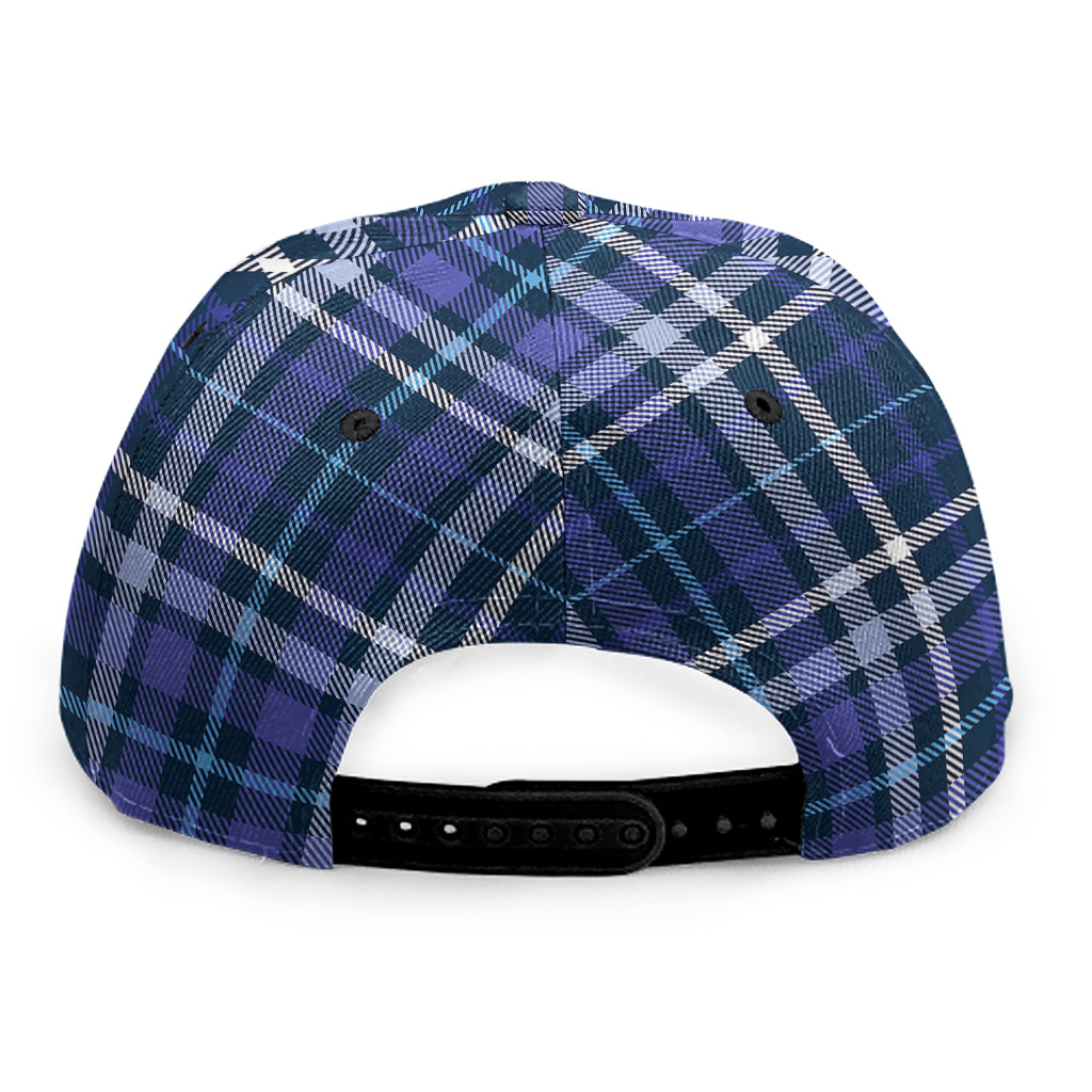 Blue Border Tartan Pattern Print Snapback Cap