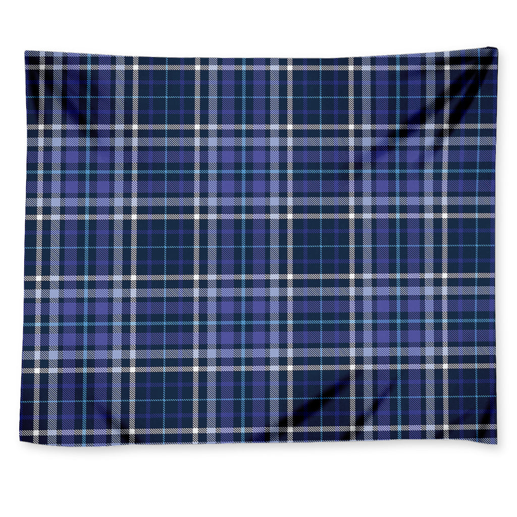 Blue Border Tartan Pattern Print Tapestry