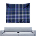 Blue Border Tartan Pattern Print Tapestry