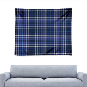 Blue Border Tartan Pattern Print Tapestry