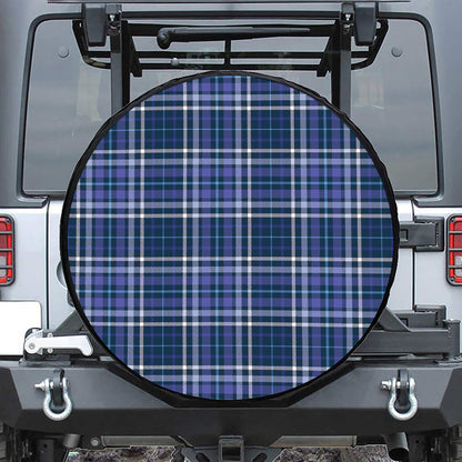Blue Border Tartan Pattern Print Tire Cover